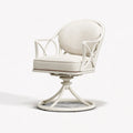 Fauteuil pivotant 65 x 65 x 95 cm en bois et tissu blanc style classique