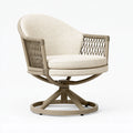 Fauteuil pivotant 80 x 75 x 85 cm en tissu beige et cordage taupe style contemporain