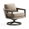 Fauteuil pivotant 82 x 78 x 90 cm en tissu beige avec structure noire style contemporain