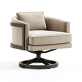 Fauteuil pivotant 85 x 86 x 86 cm en tissu beige et métal noir style contemporain