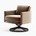 Fauteuil de bureau 68 x 68 x 88 cm en tissu beige pivotant style contemporain