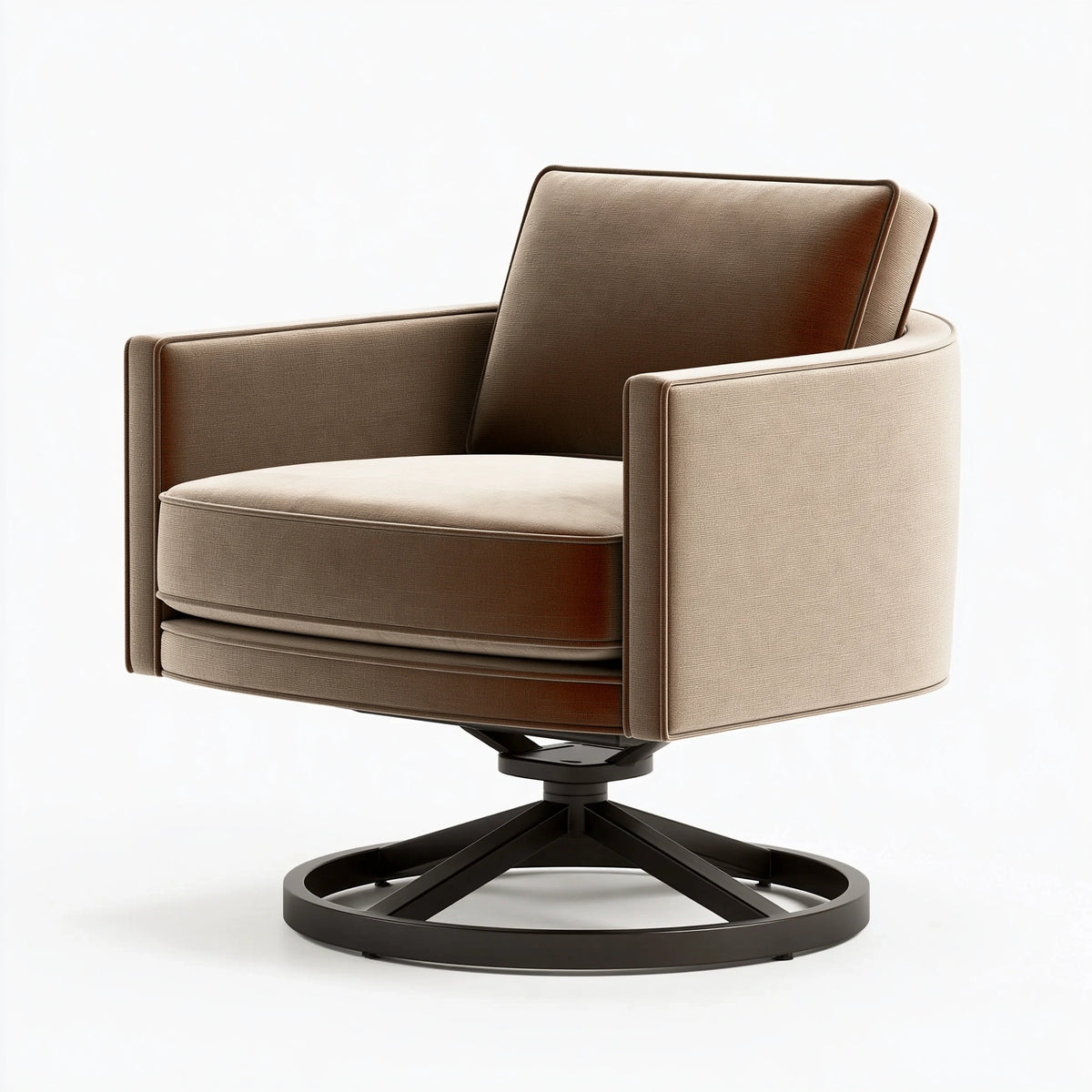 Fauteuil de bureau 68 x 68 x 88 cm en tissu beige pivotant style contemporain