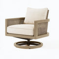 Fauteuil pivotant 78 x 75 x 82 cm en bois et cannage beige style contemporain