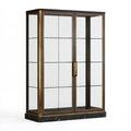 Vitrine 100 x 45 x 190 cm en verre brun noir et doré style contemporain avec 2 portes