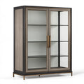 Vitrine 120 x 45 x 200 cm en bois verre gris noir style contemporain