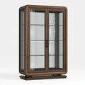 Vitrine 100 x 45 x 180 cm en bois brun et verre strié style contemporain