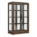 Vitrine 100 x 45 x 200 cm en bois brun et verre avec 2 portes style contemporain