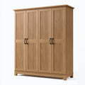 Armoire 4 portes 180 x 60 x 200 cm en bois marron à panneaux rainurés