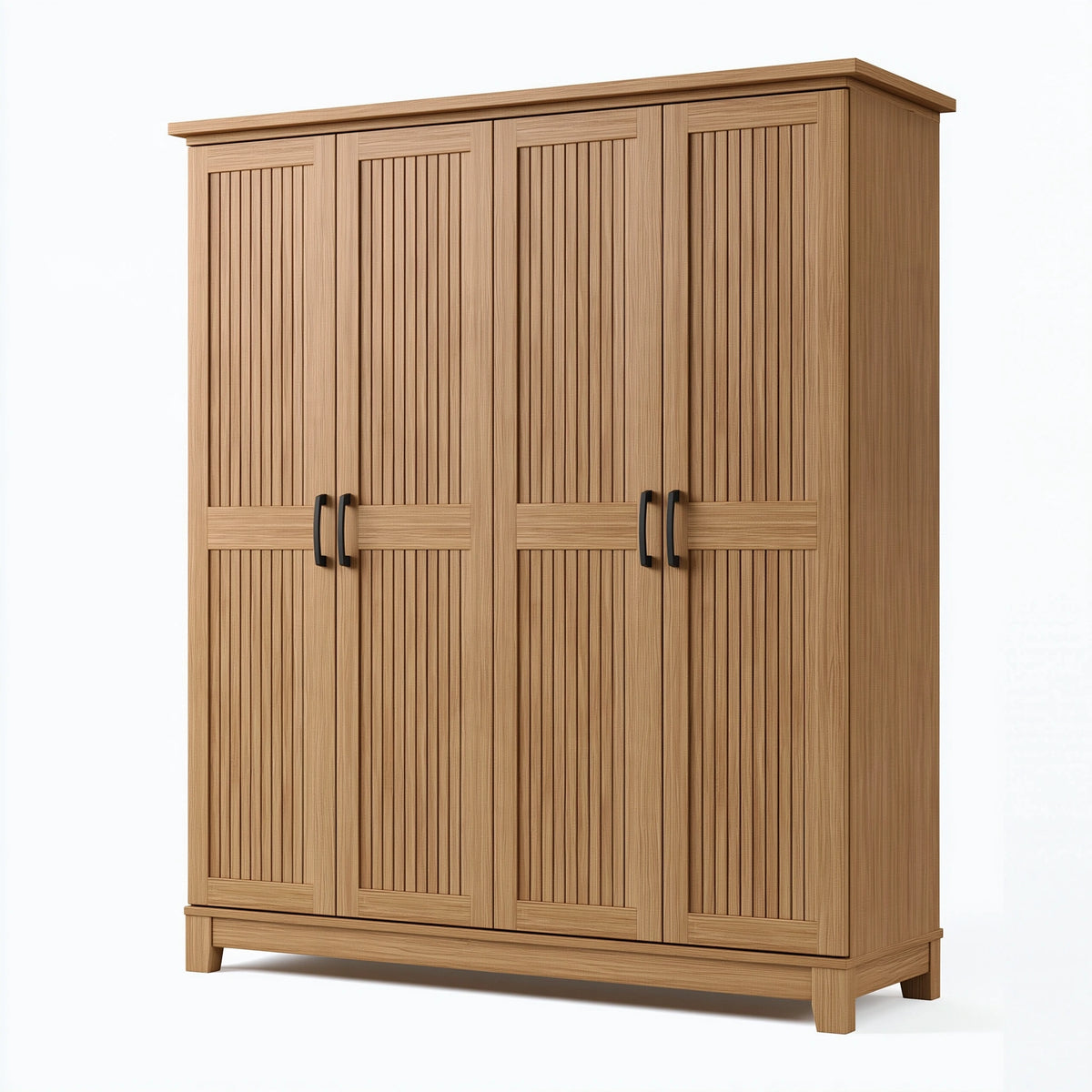 Armoire 4 portes 180 x 60 x 200 cm en bois marron à panneaux rainurés