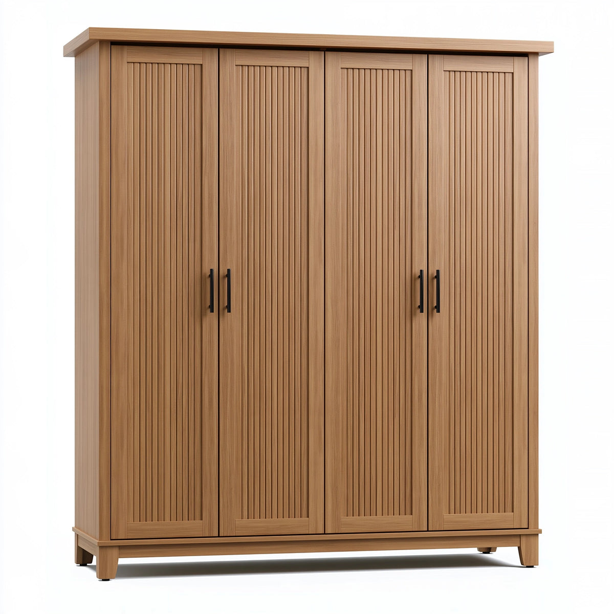 Armoire de rangement 180 x 55 x 200 cm bois brun à 4 portes style contemporain