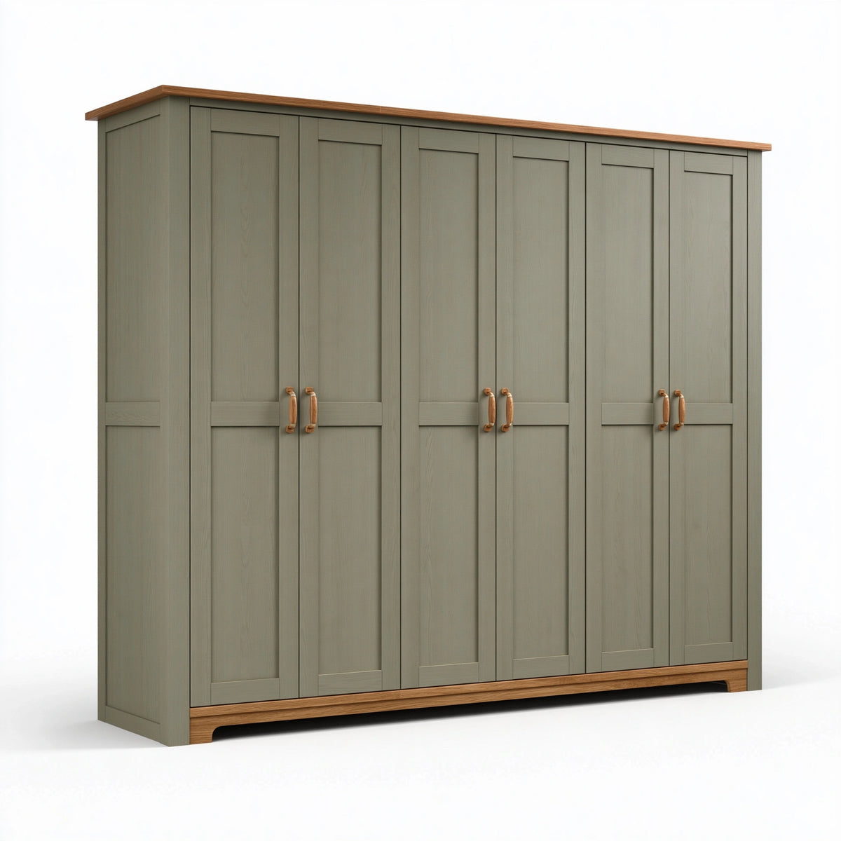 Armoire de rangement 270 x 60 x 220 cm en bois vert kaki et brun - 6 portes style campagne