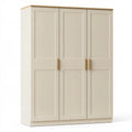 Armoire 3 portes 150 x 55 x 200 cm en panneaux de bois crème et chêne clair style contemporain