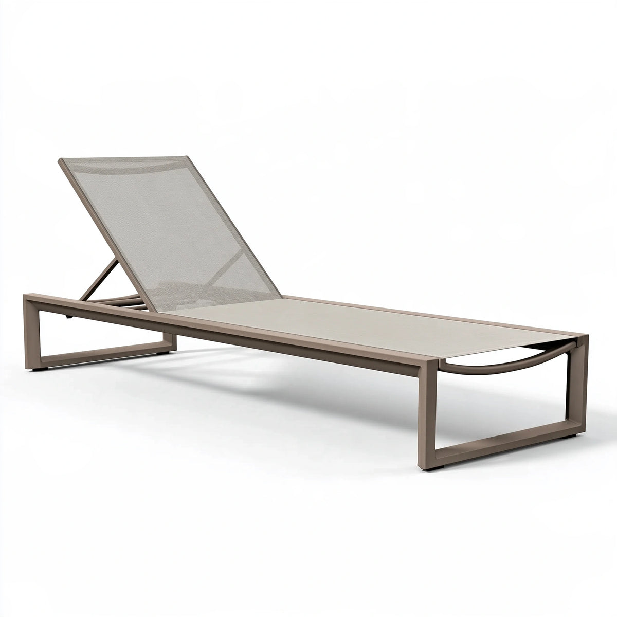 Bain de soleil 200 x 70 x 35 cm en aluminium taupe avec dossier réglable style contemporain