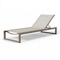 Bain de soleil 200 x 70 cm en aluminium taupe et textilène beige pour extérieur à dossier réglable