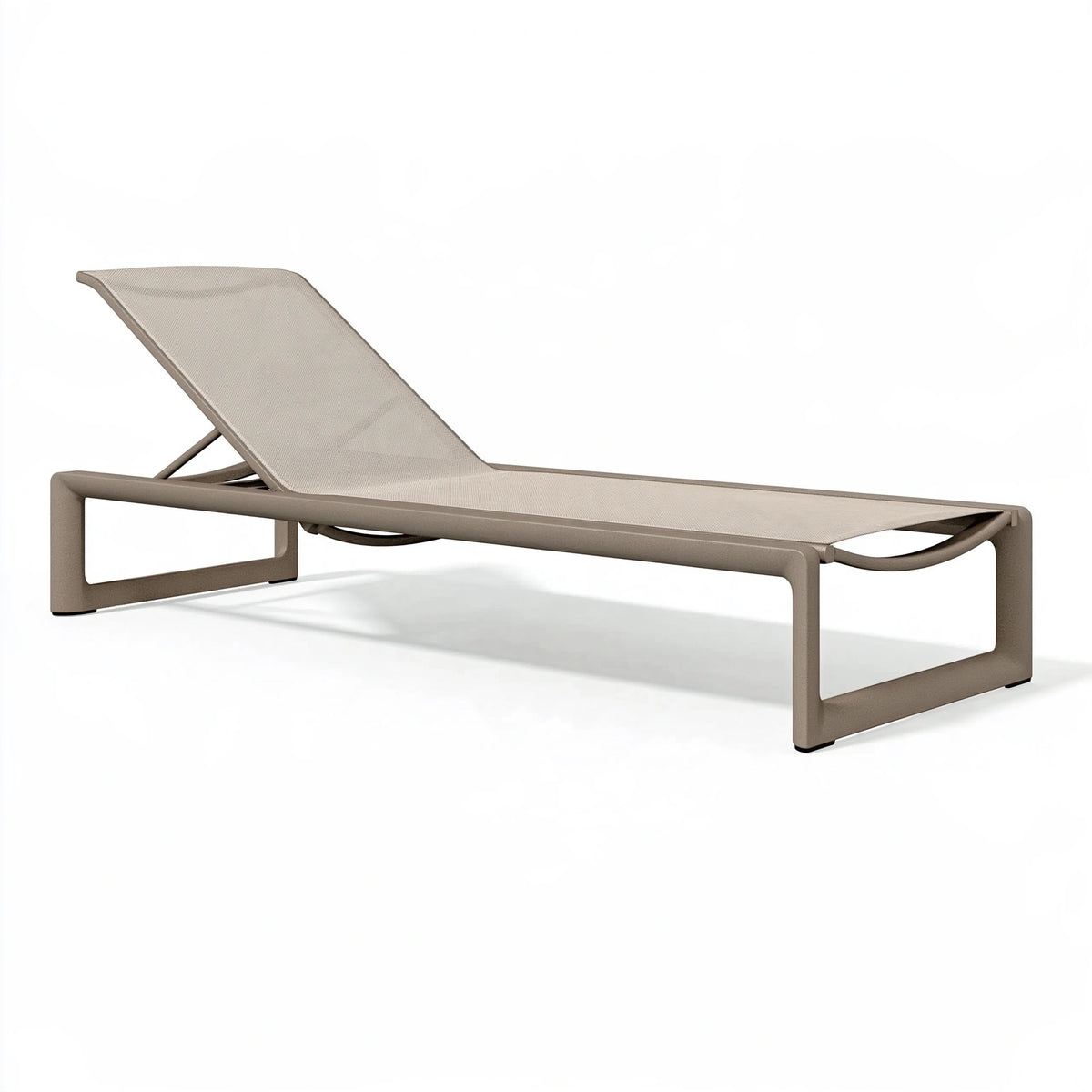 Bain de soleil 200 x 70 x 35 cm taupe en métal et toile textile dossier réglable extérieur