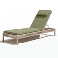 Bain de soleil 200 x 70 x 35 cm en résine tressée beige avec coussin vert réglable pour extérieur