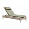 Chaise longue de jardin 200 x 70 cm en résine tressée beige avec matelas vert réglable
