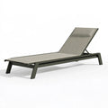 Chaise longue 195 x 65 x 35 cm en métal et textile gris inclinable pour extérieur
