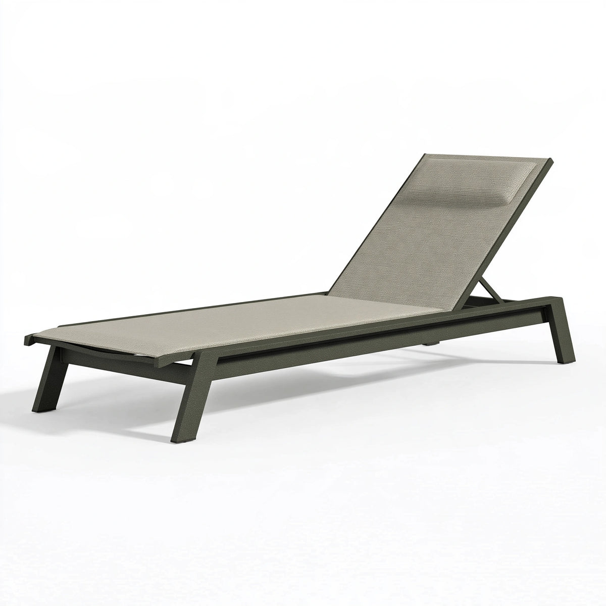 Chaise longue 195 x 65 x 35 cm en métal et textile gris inclinable pour extérieur