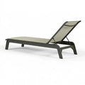 Chaise longue 190 x 65 x 35 cm en textilène beige et structure anthracite - dossier réglable pour extérieur