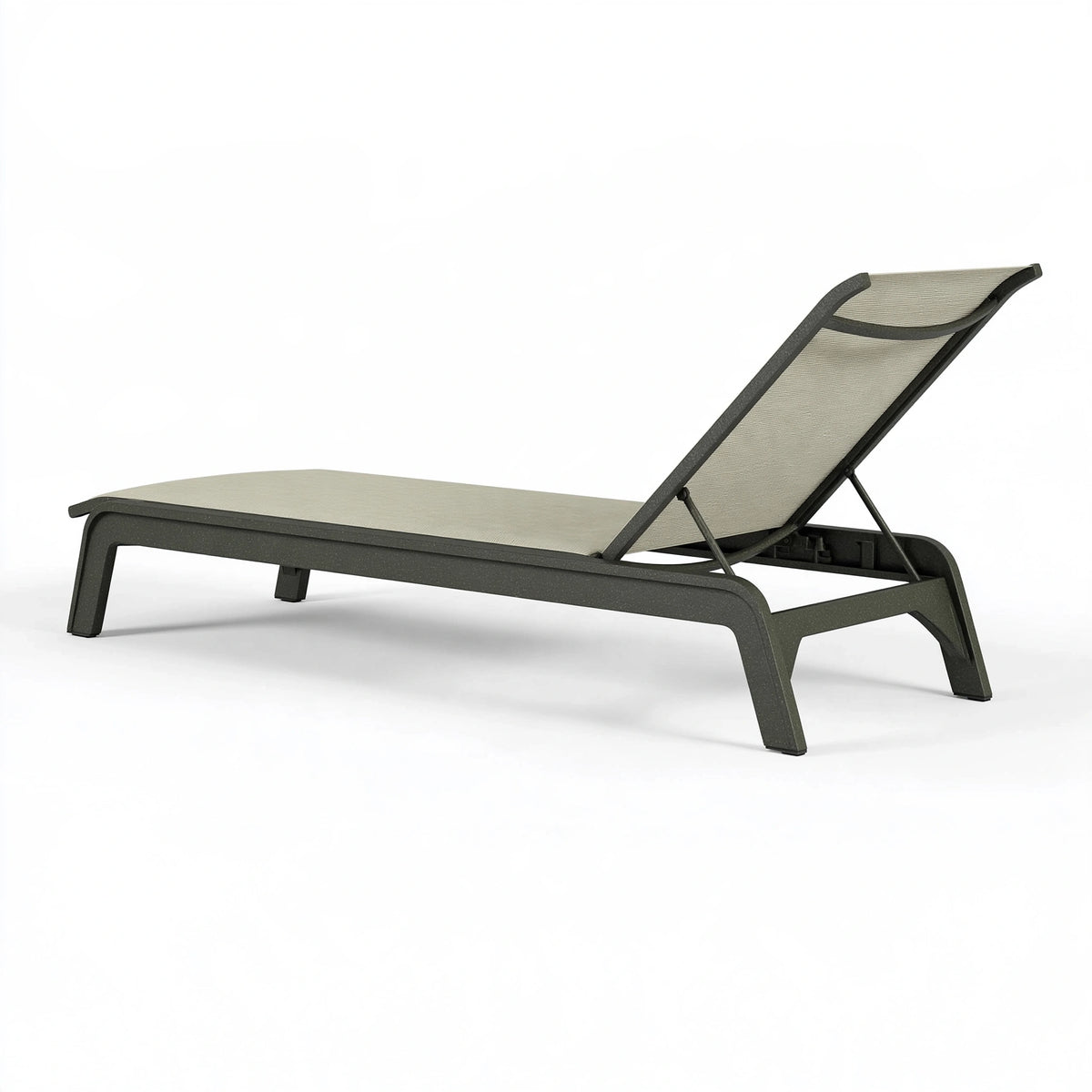 Chaise longue 190 x 65 x 35 cm en textilène beige et structure anthracite - dossier réglable pour extérieur