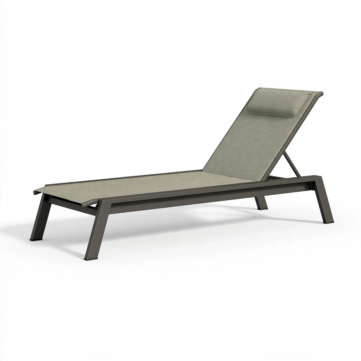 Bain de soleil 200 x 65 x 95 cm en métal et textile gris réglable extérieur