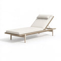 Bain de soleil 200 x 70 x 35 cm en résine tressée beige avec coussin blanc cassé dossier réglable extérieur