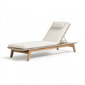 Chaise longue de jardin 200 x 70 cm en bois beige avec dossier réglable