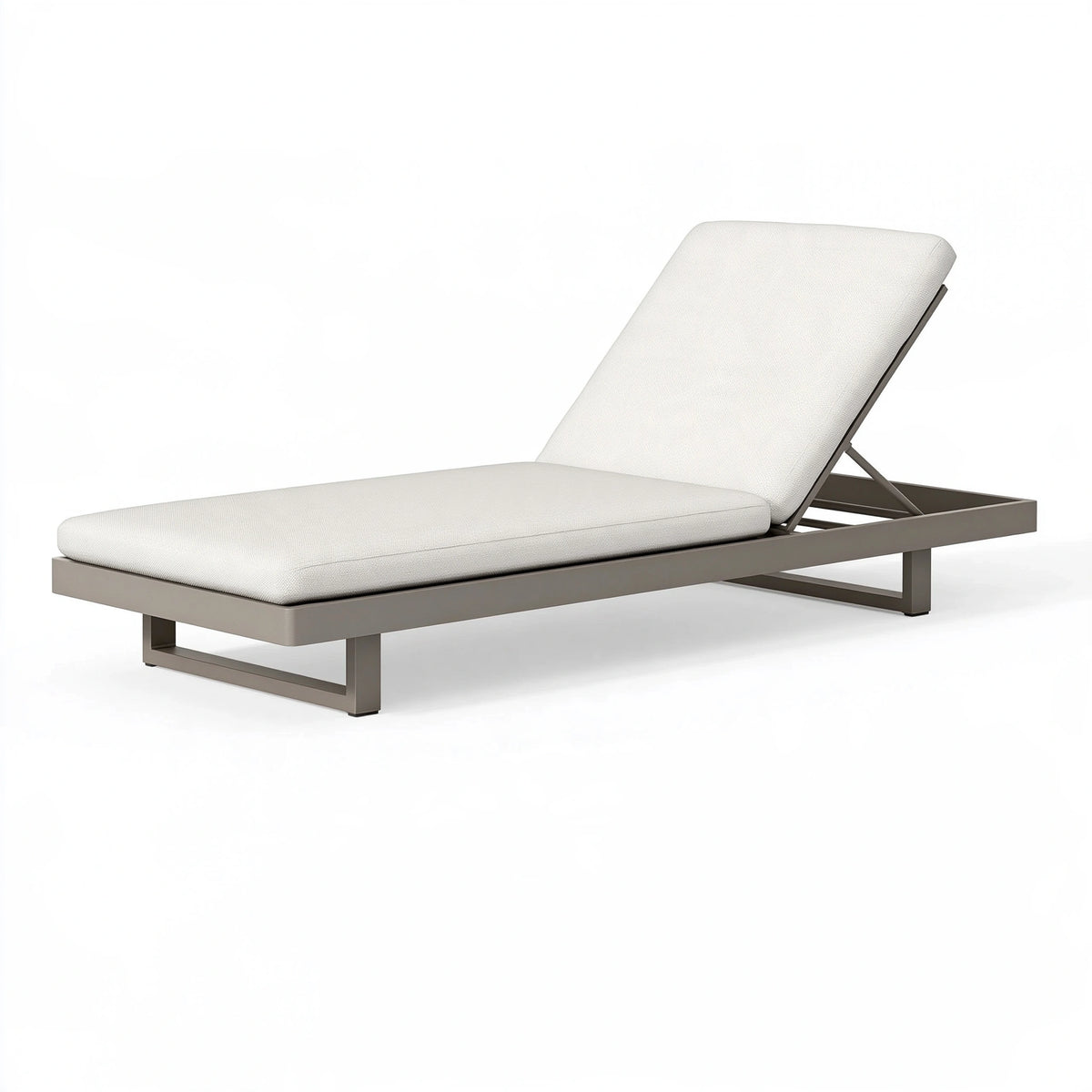 Chaise longue de jardin 200 x 70 cm en aluminium et tissu beige réglable